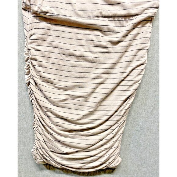 Prana Womens Jersey Knit Dress Size Medium Tan Black Stripped Sides Cinched - Picture 9 of 11